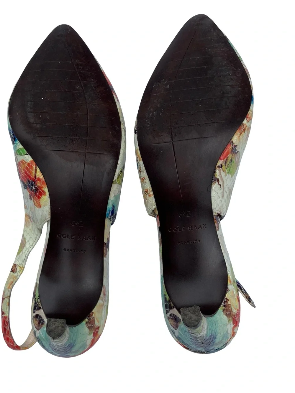 Cole Haan Floral & Snakeskin-Print Slingback Kitten Heel Pumps Womens Size 6.5B